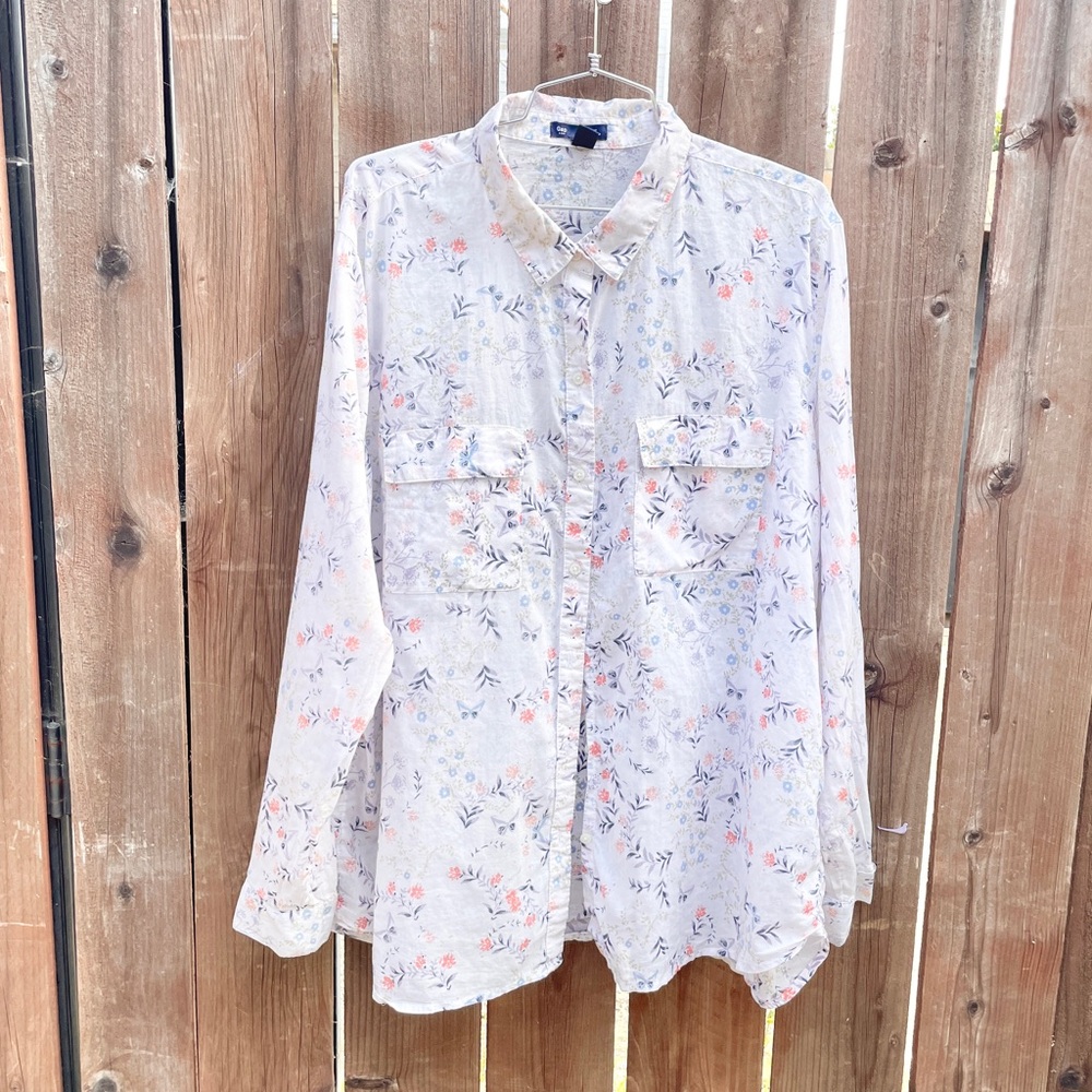 GAP | Ladies Sweet Spring/Summer Floral Printed Button Down Long Sleeves Blouse